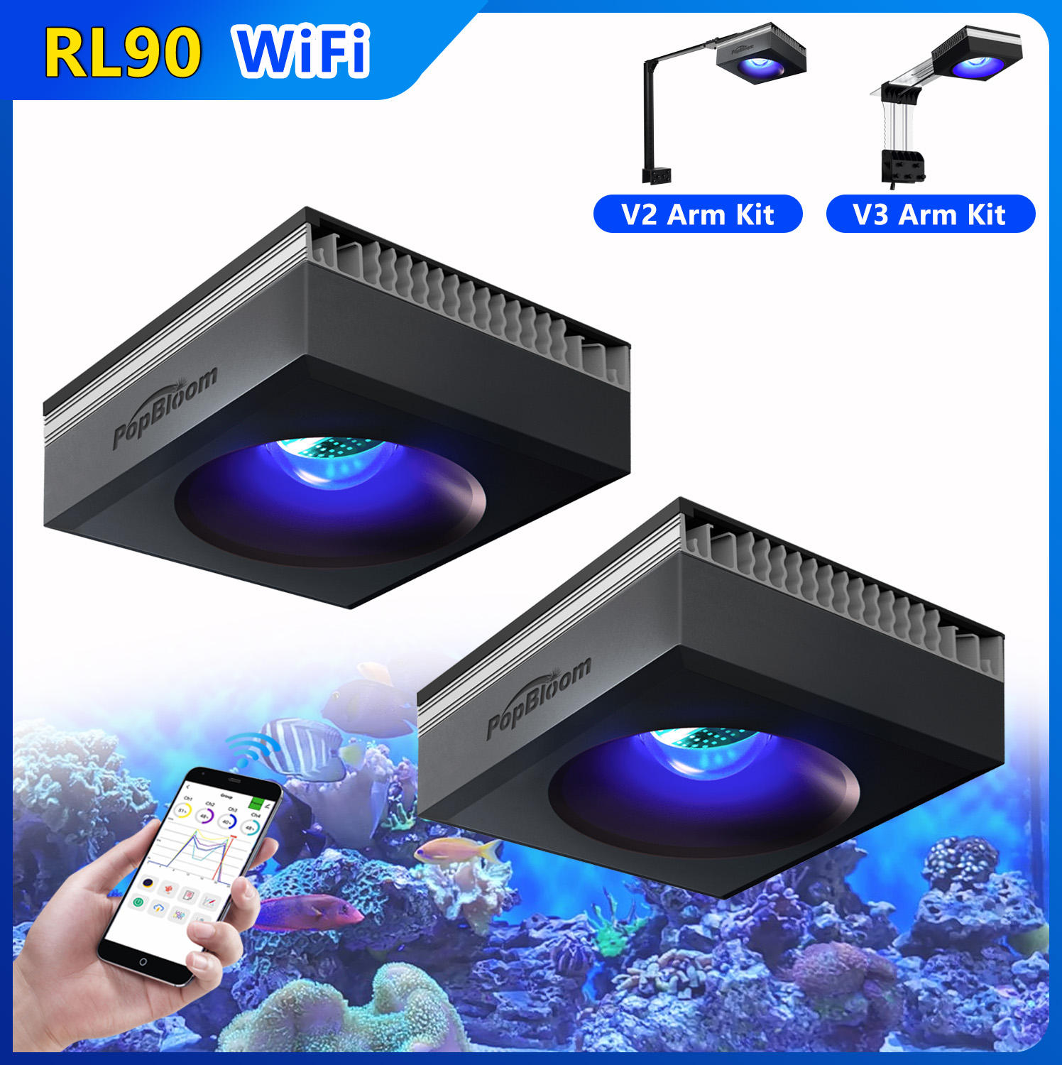 PopBloom 2 SZT. RL90 LED Lampy – Aquarium Marine Rock recenzja i cena