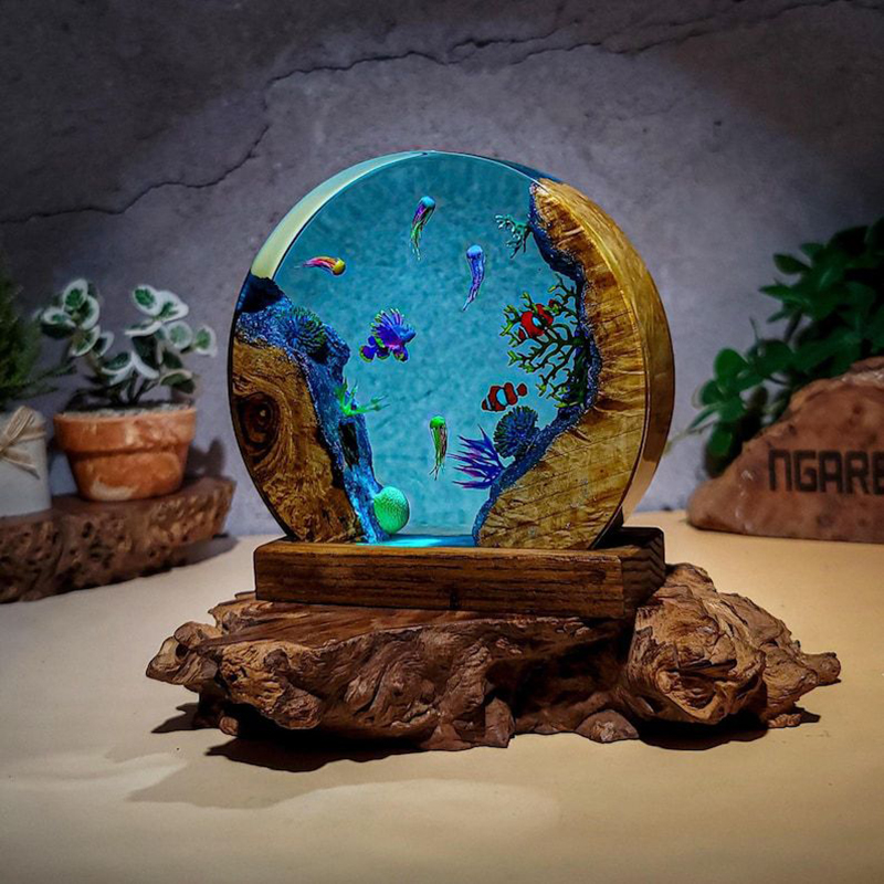 Lampa stołowa z żywicy z motyw – Aquarium & Marine Museum Universiti Malaysia Sabah Kota Kinabalu Sabah Photos recenzja i cena